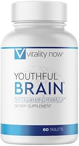 Youthful Brain | Memory & Brain Health Support Supplement - Brain Booster Clarity with Bacopa Monnieri, Ginkgo Biloba, B12 - Easy to Swallow Tablets (Таблетки) - 30-Day Supply (60 Count) Vitality Now