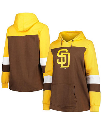 Женская коричневая худи San Diego Padres большого размера с цветными блоками Profile
