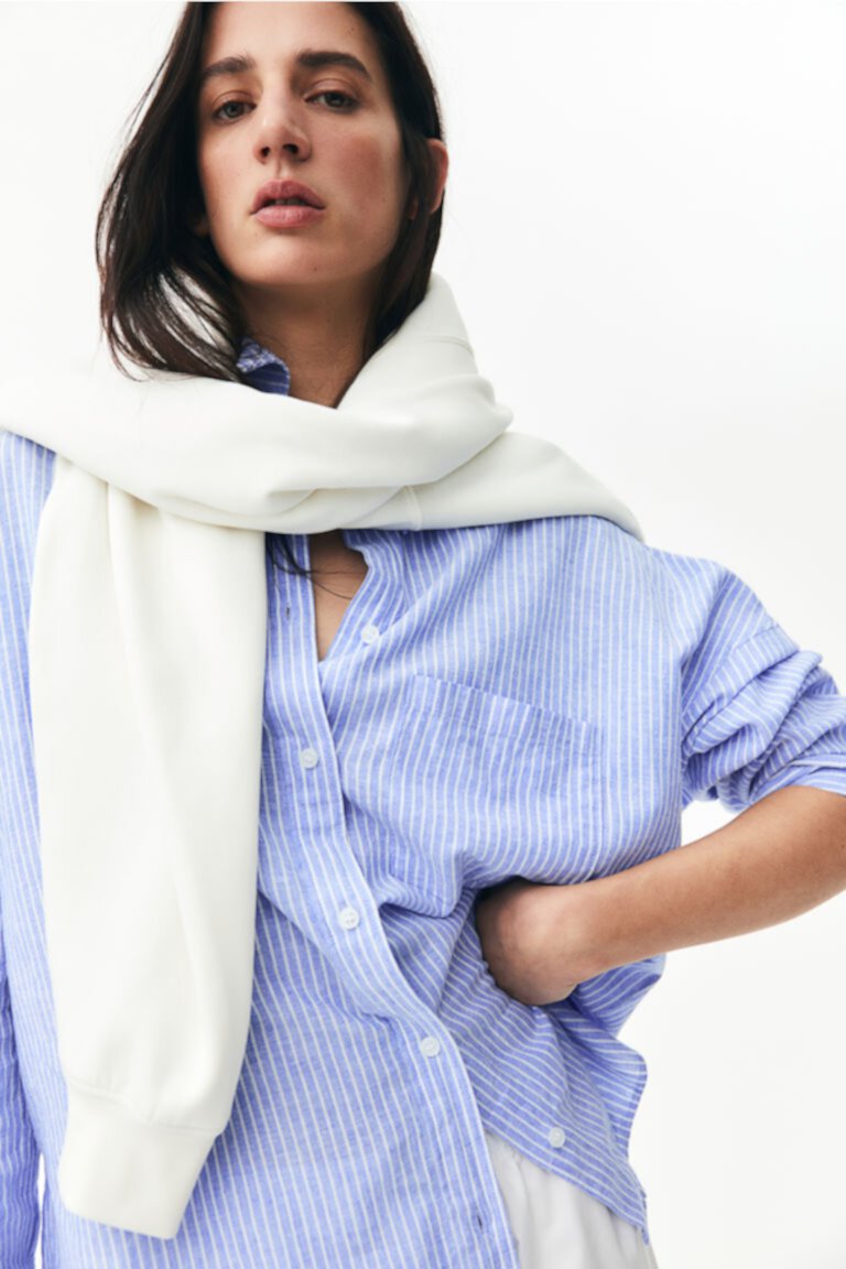 Oversized Linen-Blend Shirt H&M