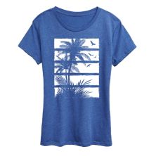 Women's Palm Tree Silhouette Panels Graphic Tee Unbranded