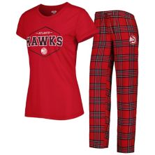 Женский комплект для сна Concepts Sport Red/Black Atlanta Hawks Badge с футболкой и пижамными штанами Unbranded