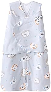 HALO 100% Cotton Sleepsack Swaddle, 3-Way Adjustable Wearable Blanket, TOG 1.5, Blue Safari, Newborn, 0-3 Months Halo