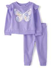 Toddler Girls Sequin Graphic Fleece 2-Piece Outfit Set The Children`s Place