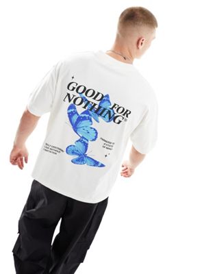 Бежевая футболка с изображением бабочки на спине Good For Nothing Good For Nothing