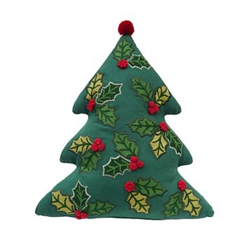 C&F Home Holly Christmas Tree Shaped Throw Pillow C&F Home