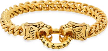 Браслет-манжета с драконом из нержавеющей стали с покрытием из 18-каратного золота HMY Jewelry