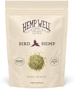 Hemp Well Organic Hemp Hearts –Reduces Feather Plucking, Promotes Relaxation, Immune Support, Organically Sourced, USA Grown, GMO Free – 1 Pound Bag Hemp Well