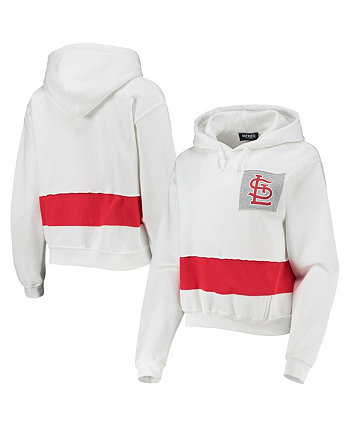 Women's White, Red St. Louis Cardinals Cropped Pullover Hoodie Refried Apparel