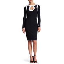 Women's Focus By Shani Bow Keyhole Long Sleeve Knit Dress FOCUS BY SHANI