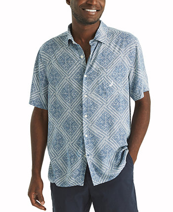 Men's Printed Linen Short Sleeve Shirt Nautica