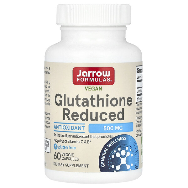 L-Глутатион, Сниженный - 500 мг - 60 растительных капсул - Jarrow Formulas Jarrow Formulas