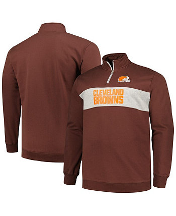 Мужская коричневая флисовая куртка Cleveland Browns с молнией четверть и четверть размера Profile