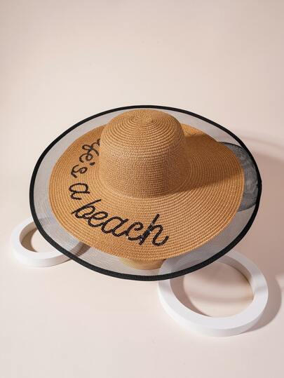 Соломенная шляпа блестящий со слоганом Coolcheer1266 Accessory Store