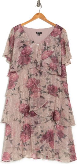 Ярусное шифоновое платье прямого кроя с цветочным принтом SL Fashions