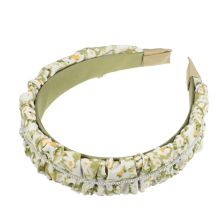 Floral Ruched Headbands Non-slip Pearl Hair Hoop Headbands For Women Green Unique Bargains