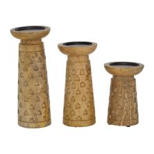 Stella & Eve Triangle Carved Candle Holder Table Decor 3-piece Set Stella & Eve
