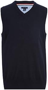 Tommy Hilfiger Boy's Sleeveless V-neck Sweater Vest, Kids School Uniform Clothes, Pullover Tommy Hilfiger