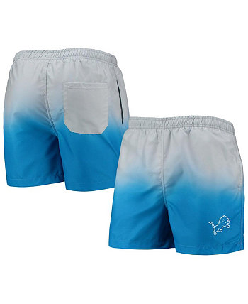 Мужские серебристые, синие плавательные шорты Detroit Lions с эффектом погружения в краску FOCO
