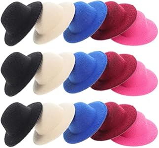 Toyvian 15 Pieces Mini Formal Hats Miniature Doll Hats Colorful Doll Craft Hats for DIY Crafts Hair Accessories Decoration (5 Colors) Toyvian