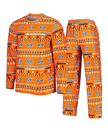 Мужской оранжевый комплект для сна с футболкой и брюками с длинными рукавами и ковбоями штата Оклахома Concepts Sport