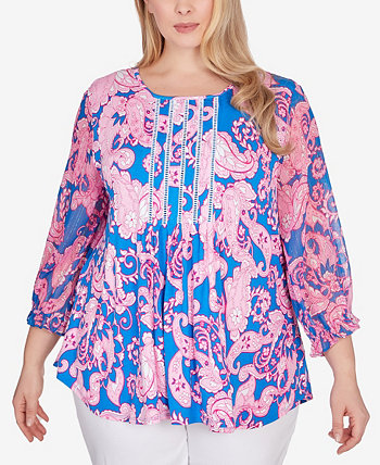 Plus Size Bright Paisley Knit Top Ruby Rd.