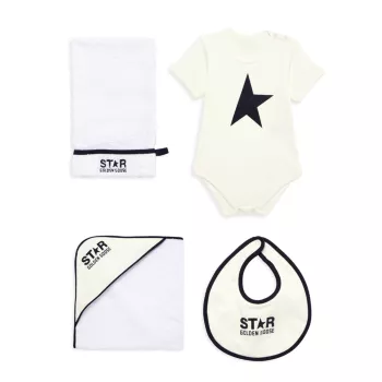 Боди Baby's Logo Star из 4 предметов, комбинезон и комбинезон Набор полотенец GOLDEN GOOSE