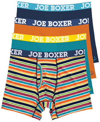 Мужские трусы-боксеры из хлопка стрейч с яркими полосками, упаковка из 4 шт. JOE BOXER
