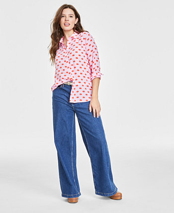 Women's Button-Front Crepe Shirt, Created for Macy's On 34th