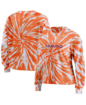 Женская оранжевая футболка с длинным рукавом Clemson Tigers Tie-Dye WEAR by Erin Andrews