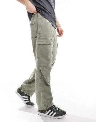 Широкие брюки карго цвета хаки Pull&Bear Pull&Bear