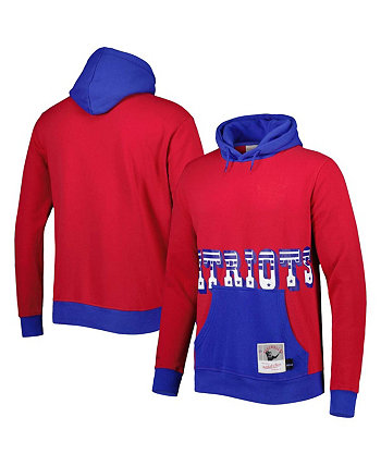 Мужской красный, темно-синий пуловер с капюшоном New England Patriots Big and Tall Big Face Mitchell & Ness