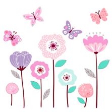 Bedtime Originals Magic Garden Pink/lavender/coral Butterfly Floral Wall Decals Bedtime Originals