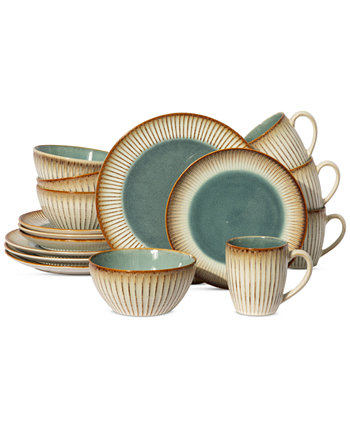 Louann Round Textured 16 Pc. Dinnerware Set, Service for 4 Elama