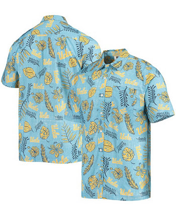 Мужская голубая рубашка на пуговицах с цветочным принтом UCLA Bruins в винтажном стиле Wes & Willy