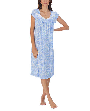 Женская ночная рубашка вальс с цветочным принтом и короткими рукавами Eileen West