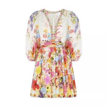 Мини-платье из шелковой смеси с цветочным принтом Camilla