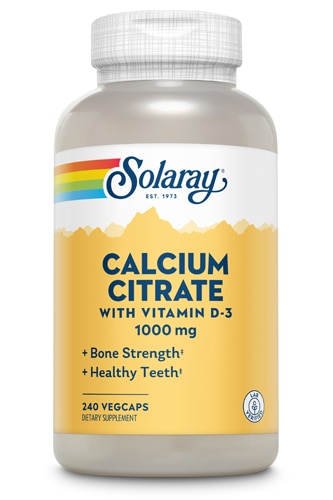 Цитрат кальция Solaray с витамином D-3 -- 1000 мг -- 240 капсул Solaray