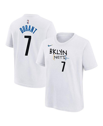 Youth Boys Kevin Durant White Brooklyn Nets 2022/23 City Edition Name and Number T-shirt Nike