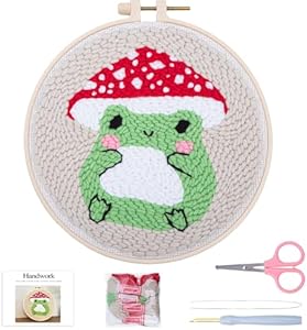 Louise Maelys Beginners Punch Needle kit,for Starter Adults,Rug Tool,Cross Stitch Kits Including Handle Embroidery Pen,Cloth,Hoop,Threads and Instruction-Bee Pattern Louise Maelys