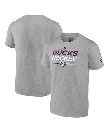 Мужская футболка с альтернативным логотипом Heather Grey Anaheim Ducks Authentic Pro Wordmark Fanatics