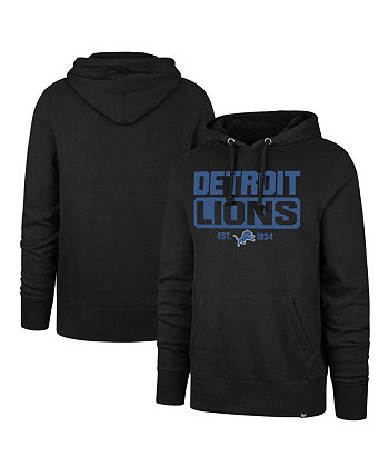 Мужской черный пуловер с капюшоном Detroit Lions Box Out Headline '47 Brand
