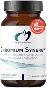 Designs for Health Chromium Synergy - Non-GMO Chromium Nicotinate Glycinate Chelate Supplement with Vanadium, Vitamin D, Manganese, Zinc + Taurine - Cinnamon Powder (Порошок) Base (90 Capsules (Капсулы)) Designs for Health