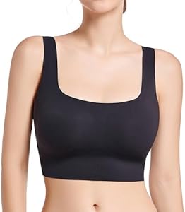 SHAPERX Women's High Stretch Wireless Bra with Scoop Longline Design and Removable Pads SHAPERX