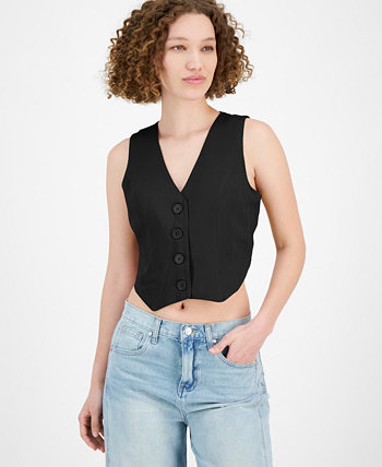 Women's V-Neck Button-Font Cropped Vest And Now This