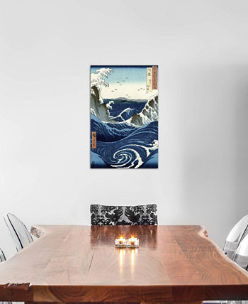 Картина Кацусики Хокусая "Вид на водовороты Наруто в Ава" Картина на холсте, завернутая в галерею ICanvas