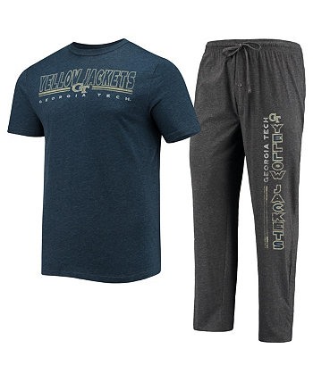 Мужской комплект для сна: темно-серый, темно-синий, желтая куртка Технологического института Джорджии, футболка и брюки Meter Concepts Sport