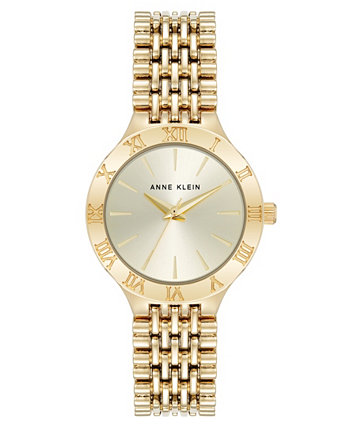 Women's Quartz Iconic Roman Numeral Bezel Gold-Tone Alloy Metal Watch, 30mm Anne Klein