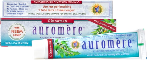 Зубная паста Auromere Ayurvedic Herbal с корицей - 3,57 унции Auromere