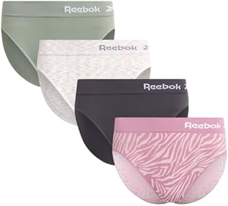 Reebok Women's Briefs Underwear - 4 Pack Seamless Stretch Performance High Cut or Boyshorts Panties for Women (Sizes: S-XL) Reebok