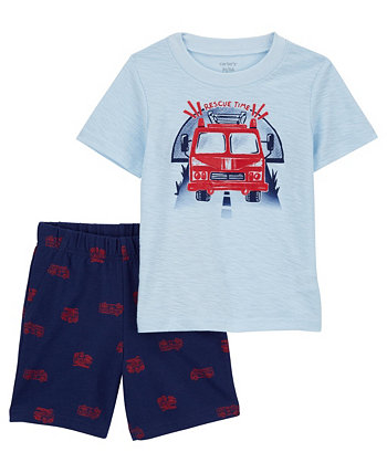 Комплект из 2 футболок и шорт с изображением пожарной машины для малышей Carter's